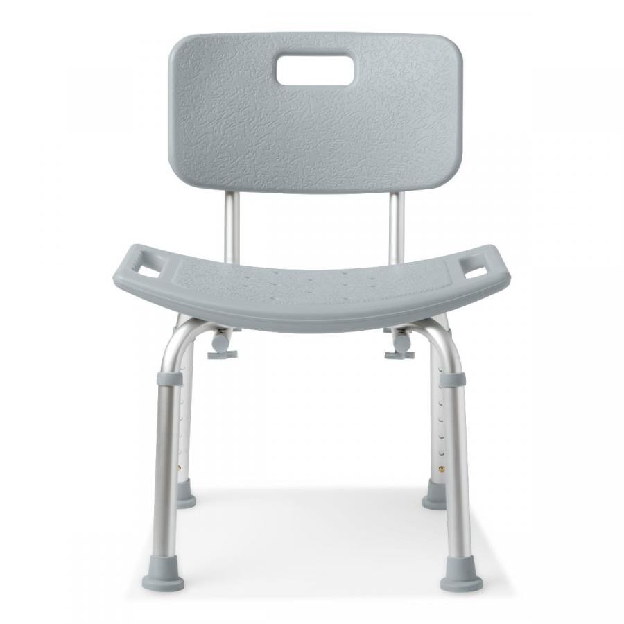 Aluminum Bath Bench with Back, Gray, Aluminum, 400 Lb. Weight Capacity, 1 Count