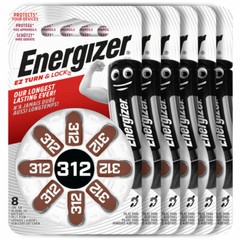 48 x Energizer 312 Size Hearing aid batteries Zinc air 1.4V PR41 cells MF PK8