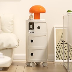 Supsoftlife Round Nightstand Storage Modern Style Side Table Small Cupboard