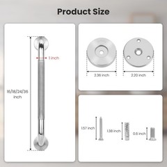2 Pack 36 Inch Knurled Mirror Polished Stainless Steel Grab Bars for Wall, Ex…