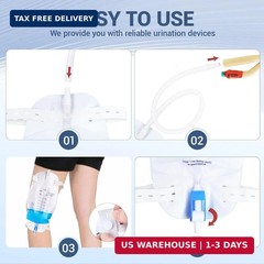5 Pack 1000ml Leg Bag Urinary Drainage Bag with Adjustable Shoulder Straps and 1