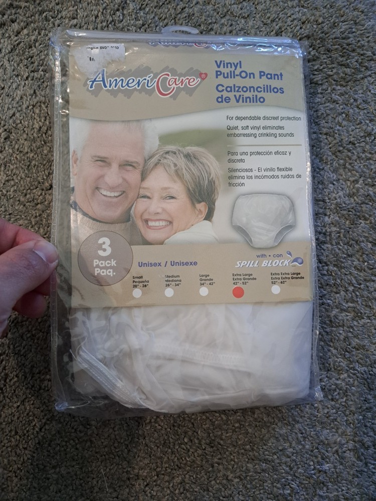 Americare Vinyl Pull-On Pant Three in Package Size XL Plastic Incontinence