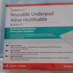 Cardinal Health WINGS Reusable Washable Waterproof Underpad 34×36 Blue Moderate