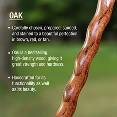 Twisted Oak Walking Cane Crook Handle 37 Inch Wood Mobility Aid Handcrafted