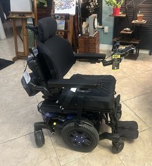Quantum Q6 Edge 3 Stretto Power Wheelchair Joystick Tilt Headrest Black Blue