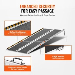 Lightweight 5ft Handicap Ramp, 800LB Capacity Non-Slip Folding Threshold Ramp