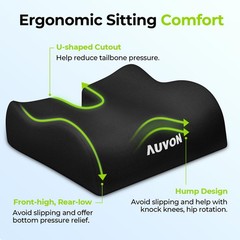 AUVON AntiSlip Wheelchair Cushions with Front High Rear Low & Hump Design, Er…