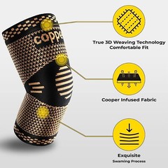 Copper Golfer Tennis Elbow Brace Support Compression Sleeve Arthritis Tendonitis