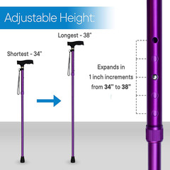 Folding Cane – Foldable Walking Cane with Adjustable Height – Collapsible and Li