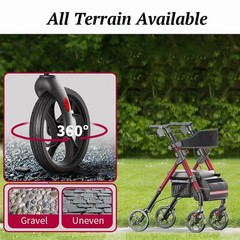 Ergonomic Handle Portable Foldable Walker Adjustable Folding Rollator With Seat