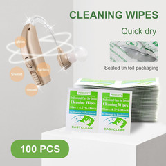 100 Count Hearing Aid Cleaning Wipes Individually Packaged Hearing Aid Audio Wip