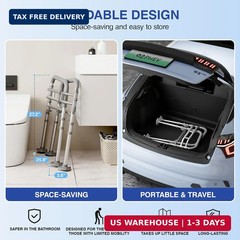 Loyoda Foldable Toilet Safety Rails for Seniors – Adjustable Toilet Safety Frame