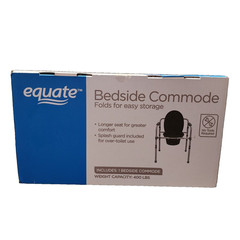 Equate Bedside Commode | Folding, Height Adjustable, Splash Guard | 400 LBS