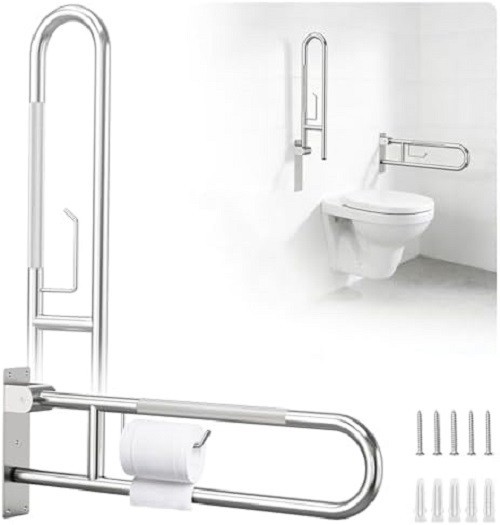 Toilet Grab Bar Support Rail 29.5 Inch, Anti-Slip Knurled Handicap Bathroom Safe
