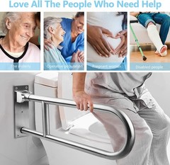 Toilet Grab Bar Support Rail 29.5 Inch, Anti-Slip Knurled Handicap Bathroom Safe
