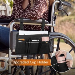 Wheelchair Side Bag, Armrest Accessories Storage with Reflective Stripe and C…