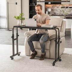 Recliner Table, Overbed Table with Wheels Adjustable Height and Length Over B…