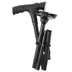 1* Lightweight Foldable Walking Cane W/360° Non-Slip Base&Emergency Alarm