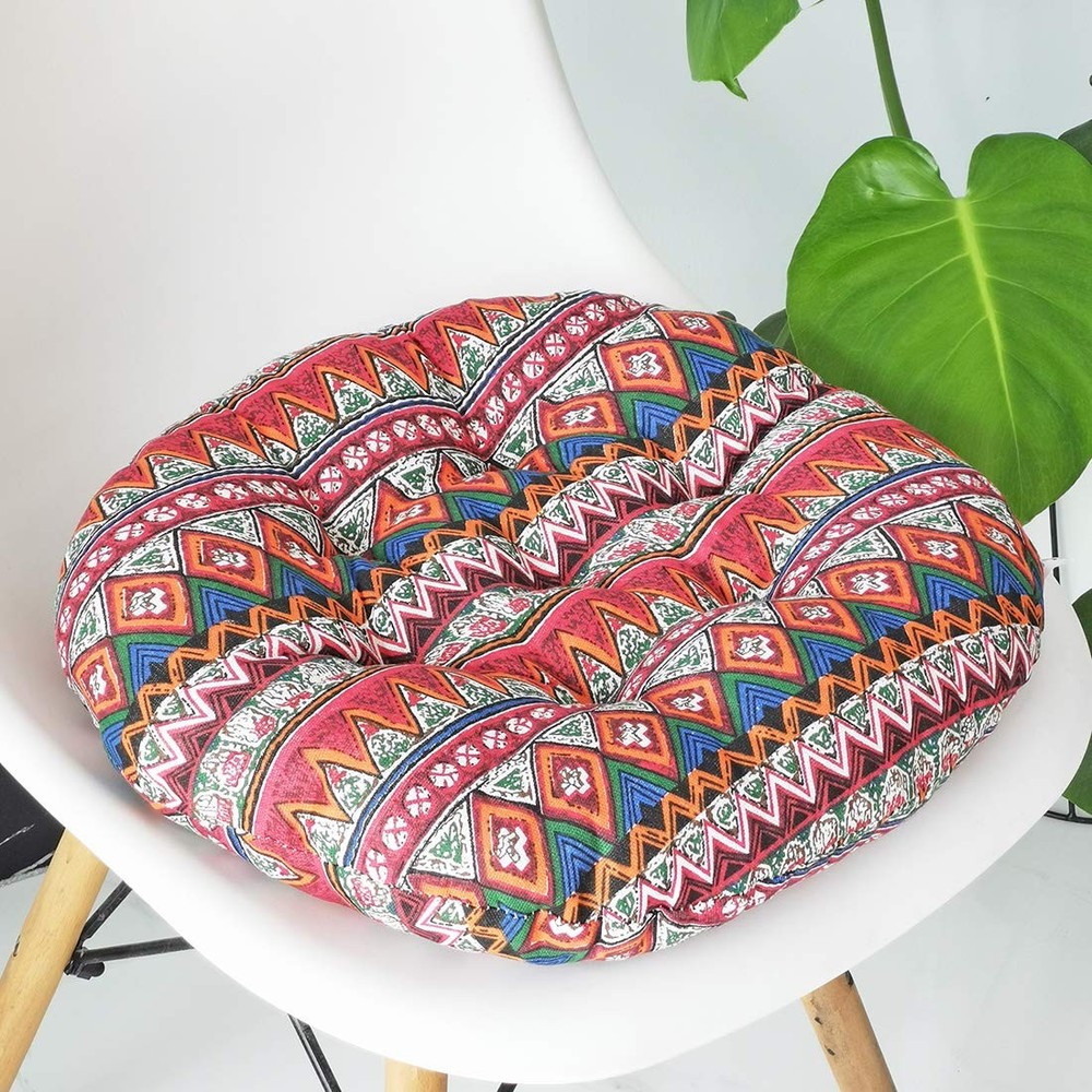 vctops Bohemian Soft Round Chair Pad Garden Patio 1 Count (Pack of 1), Red
