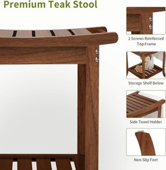 Teak Shower Benches for Inside Shower – Waterproof Wood Shower Stool…