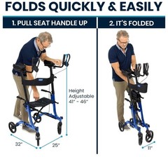 Mobility Upright Walker with Seat, for Seniors, Women – Stand Up Rollator