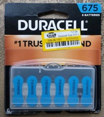 1 Duracell 6 Pack of Hearing Aid Batteries 6 Total – Size 675 EXP DATE 03/2024