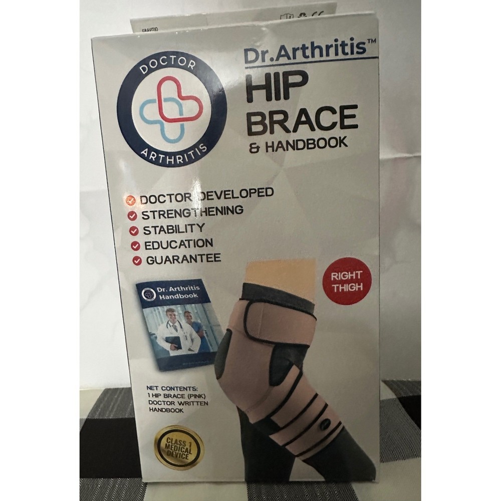 Dr. Arthritis Hip Brace Right Thigh Pink Compression Sleeve with Handbook NEW