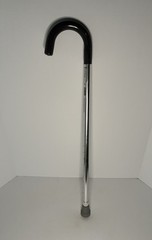 Guardian Adjustable Height Walking Cane Black Handle Silver Shaft Rubber Tip