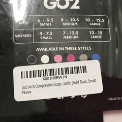 Go2 Ankle Brace Size S Compression Socks Plantar Fasciitis Arch Support 1 Pair