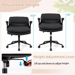 Criss Cross Chair on Wheels with Flip-up Arms, Adjustable Height, Wide Backrest