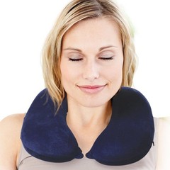 Cloudz Memory Foam Travel Neck Pillow with 12.6″ L x 4.33″ H x 12.25″ W, Blue