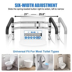 Toilet Safety Rails, Stainless Steel Adjustable Toilet Frame with Soft Handle…
