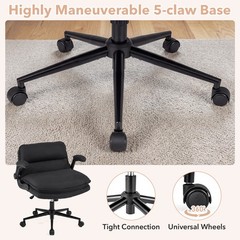 Criss Cross Chair on Wheels with Flip-up Arms, Adjustable Height, Wide Backrest