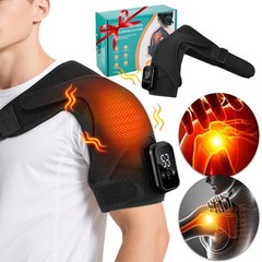 Electric Heated Vibration Shoulder Massager Brace Rotator Cuff Joint Pain Relief
