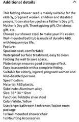Shower Seat Folding Wall Mounted Bathroom Mobility Aid Chair Strong Fold Up Down