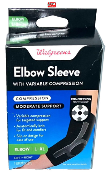 ELBOW Sleeve With Variable Compression Moderate Support Left or Right Size: L-XL