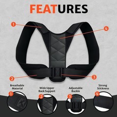 Adjustable Posture Corrector Brace for Men – Universal Fit Upper Back, Shoulder