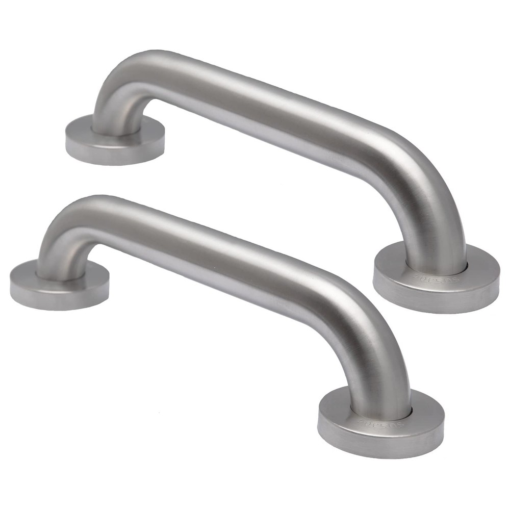 Brushed Nickel Grab Bars for Shower Safety, 12″ x 1-1/4″, 2-Pack