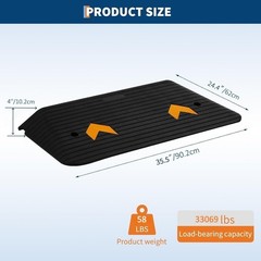 Explorehorizon 4 Rise Threshold Ramp Doorway Rubber Power Wheelchair Ramp