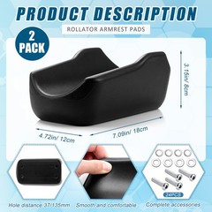 2 Pcs Rollator Armrest Pad Upright Walker Forearm Pads Black Walker Handle Coush