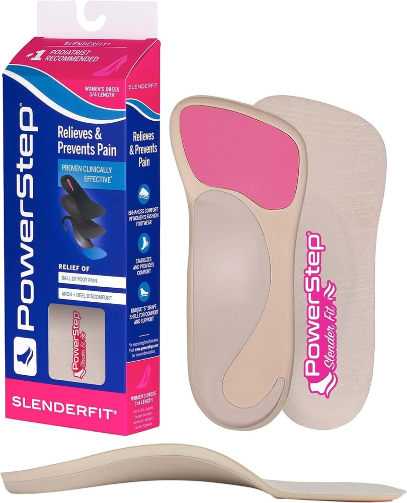 Powerstep SlenderFit Insoles – 3/4 Length, Neutral Arch Support Insoles for Wome