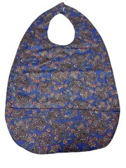 Blue Paisley Adult Bib Washable 2 Pocket Craft Clothes Protection