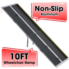10ft Aluminum Multi-Folding Wheelchair Scooter Mobility Ramp Portable Non-Slip