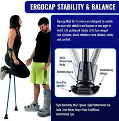 High Performance Crutch Tip for Optimal Posture & Gait – Shock Absorbing & Safe