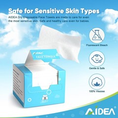 AIDEA Face Towels Disposable 100Ct (2 Box) Face Cloths for Sensitive Skin Clean