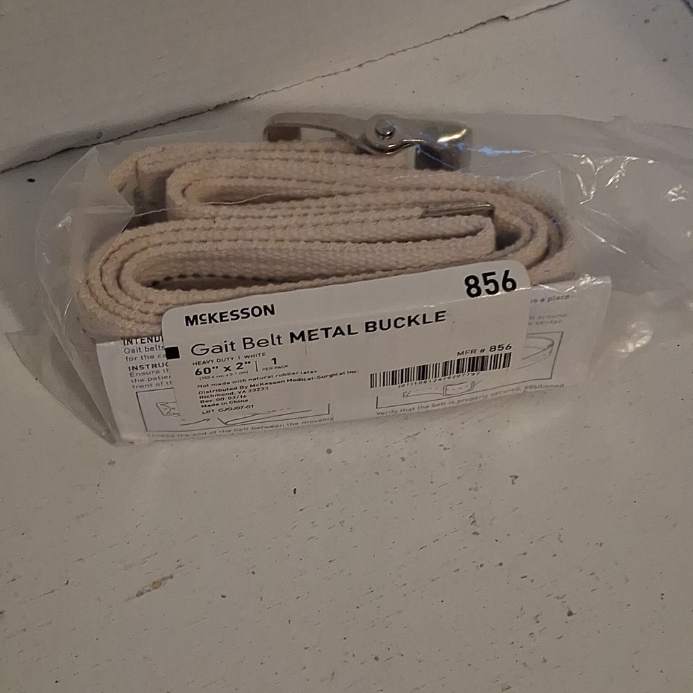 McKesson Gait Belt, 60 Inch, White, Heavy Duty, Metal Buckle, 1 Belt