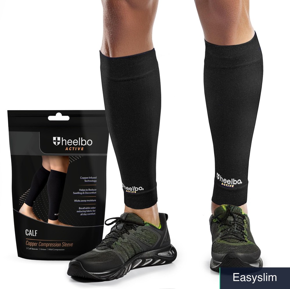 Calf Compression Sleeves Medium Black Copper Nylon Moisture Wicking