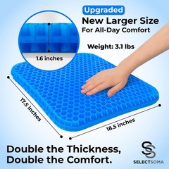 Extra Large Gel Seat Cushion – 18.5″ x 17.5″ – Cooling, Breathable Design – Pres