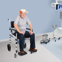 Rolling Shower Wheelchair, Bedside Commode Toilet Chair for Seniors
