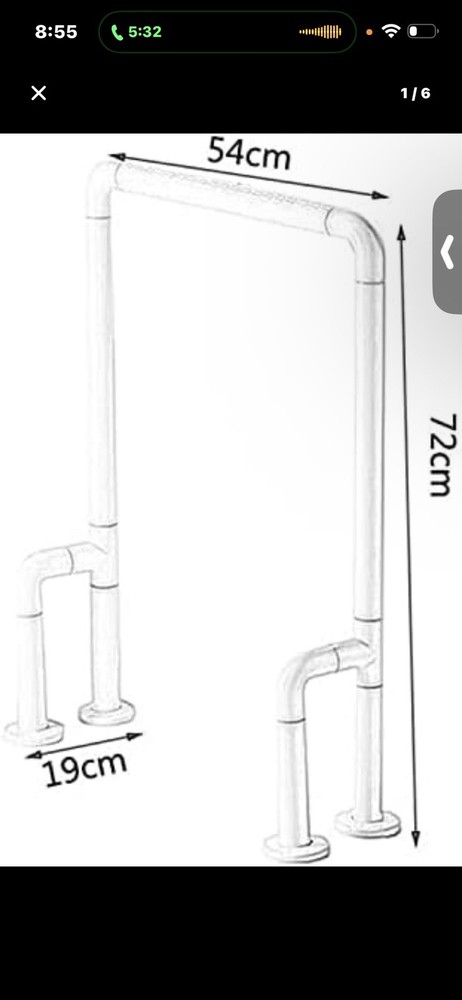 LGLFDJ.Floor-Standing Toilet Rails, Stainless Steel Frame Support Grab Bar, Home